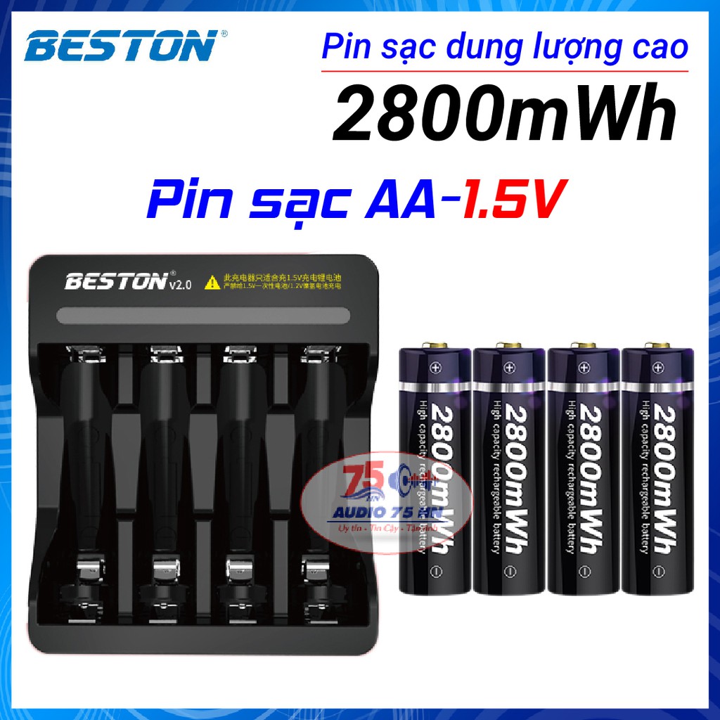 Pin sạc Lithium 1,5V AA, AAA chính hãng Beston 2800mWh, Bộ sạc beston M7011 Sạc nhanh tự ngắt