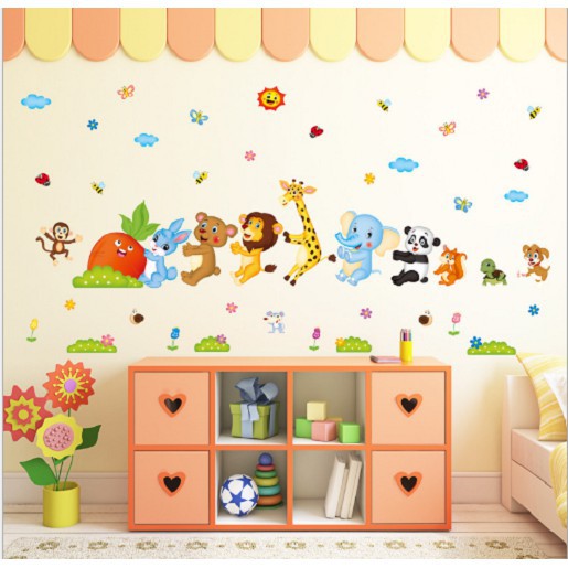 Decal dán tường vườn thú vui nhộn