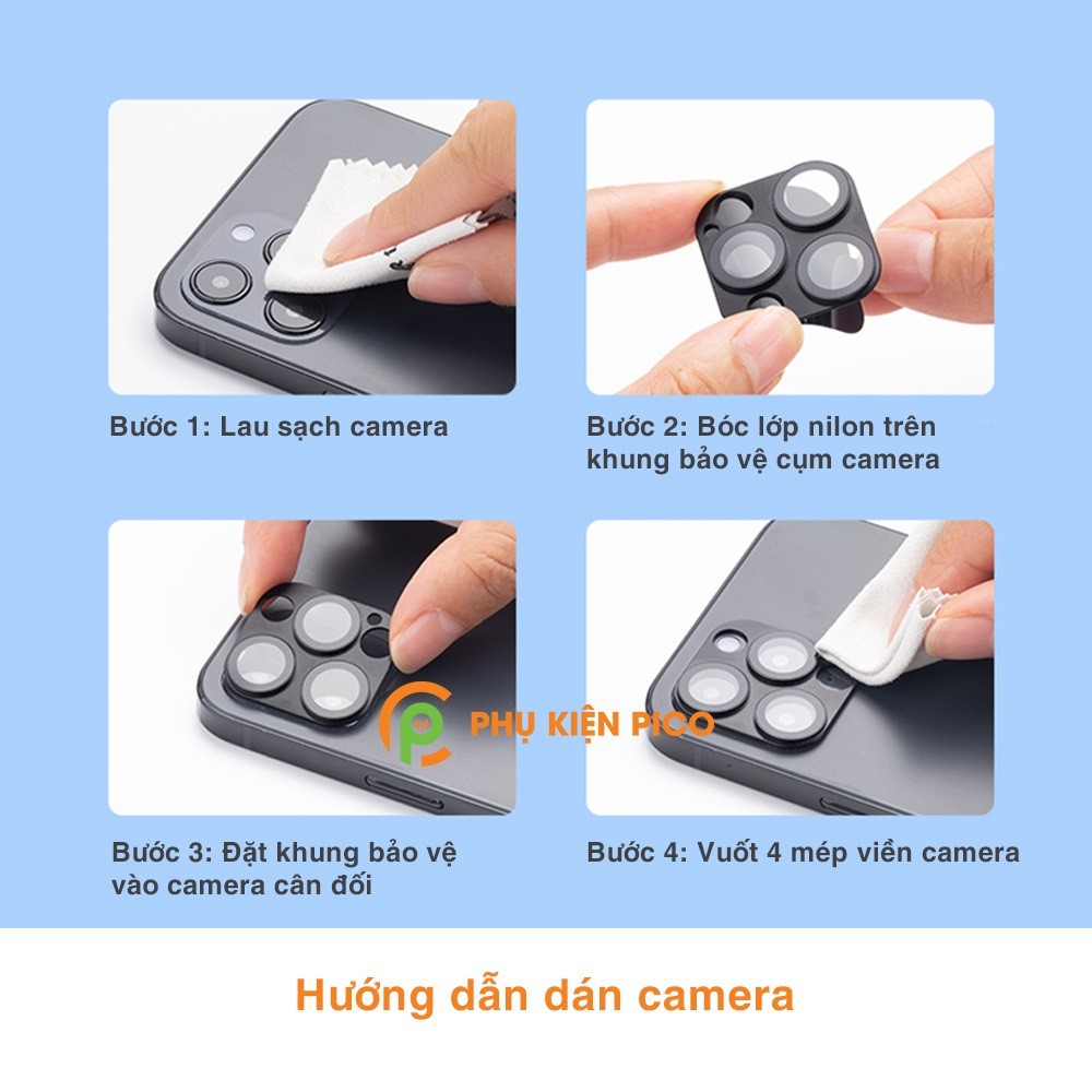 Khung kim loại bảo vệ camera Iphone 12 Mini kèm kính cường lực chính hãng Hoco chống trầy xước cho Iphone 12 Mini