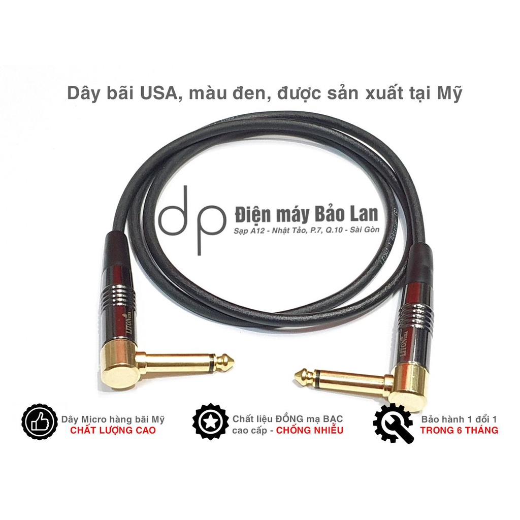 Dây 2 đầu 6 ly cong, Hàng bãi USA , Chống Nhiễu Cao Cấp , Màu Đen , Bảo Hành 6 Tháng