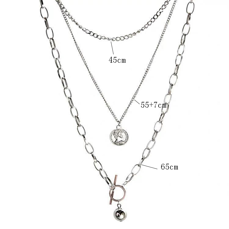 Vòng Cổ Choker Nhiều Lớp Gắn Đồng Xu Phong Cách Hip Hop