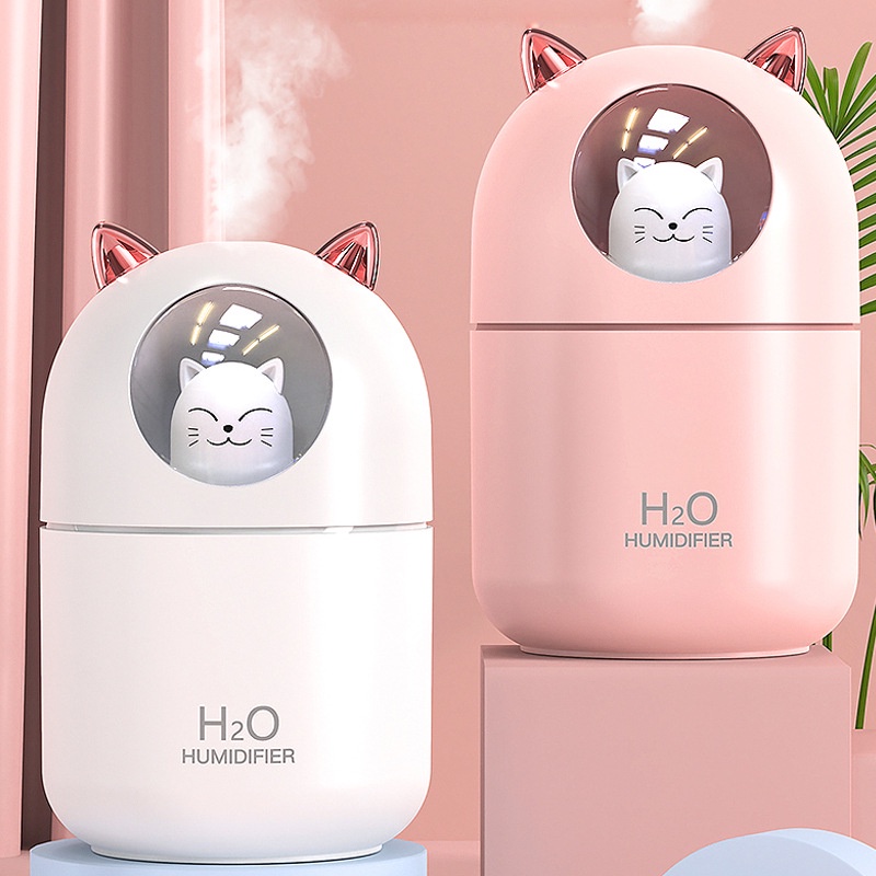 Máy Tạo Độ Ẩm Phun Sương Xông Tinh Dầu Phòng Ngủ Hình Gấu 300Ml Đèn Đổi Màu 7 Sắc Trang Trí Và Dùng Làm Đèn Ngủ