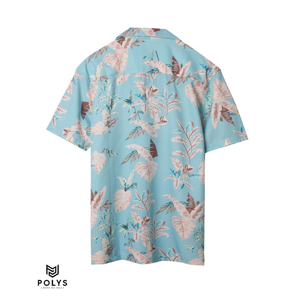 Áo Sơ Mi Nam Tay Ngắn Họa Tiết BLUE TROPICAL - POLYS |  Form Suông, Lụa Mịn, Ít Nhăn, Co Giãn, Không Gò Bó Hầm Bí ◦ ྇