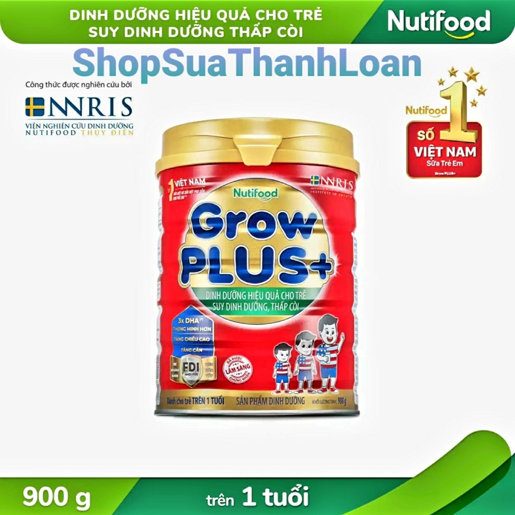 [HSD T1-2024] [Kèm Tem Trúng Thưởng] Sữa Bột NutiFood Grow Plus+ Đỏ - Hộp 900gr