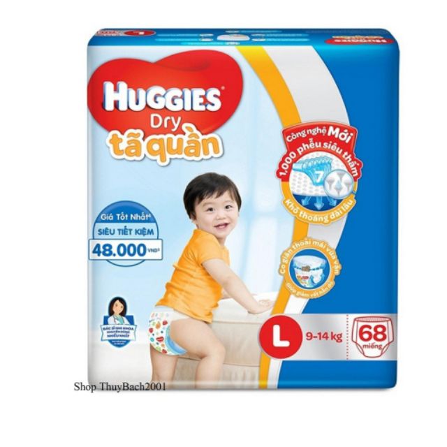 Bỉm quần Huggies Dry Pants Super Jumbo size L 68 miếng