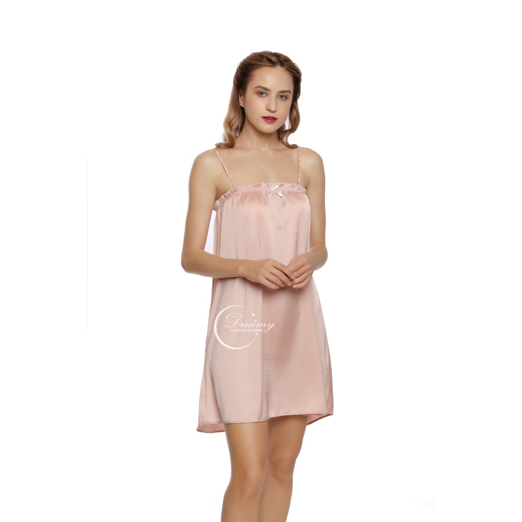 Váy ngủ 2 dây lụa mềm mịn đồ ngủ nữ dáng xòe baby doll Dreamy VS22