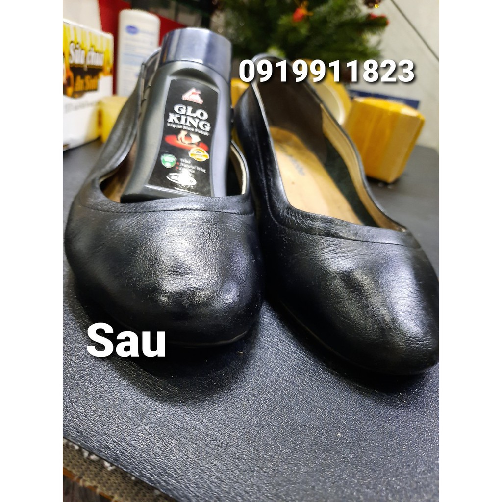 Xi đánh giày Malaysia Glo king màu đen nâu và không màu, xi nước đánh giày