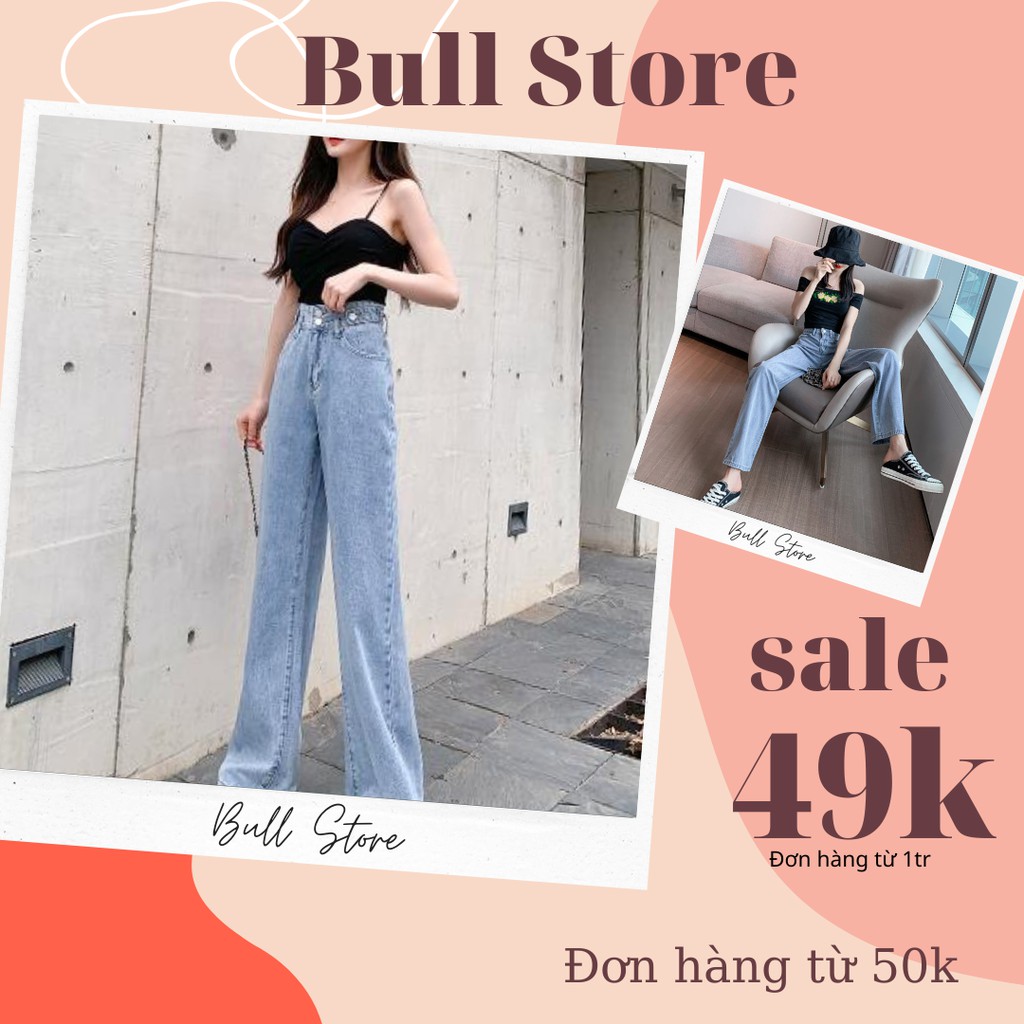 Quần Jean Nữ Ống Rộng Quần Bò Trơn Dáng Dài Trang Phục Đi Làm Phối Áo Sơ Mi, Croptop 96