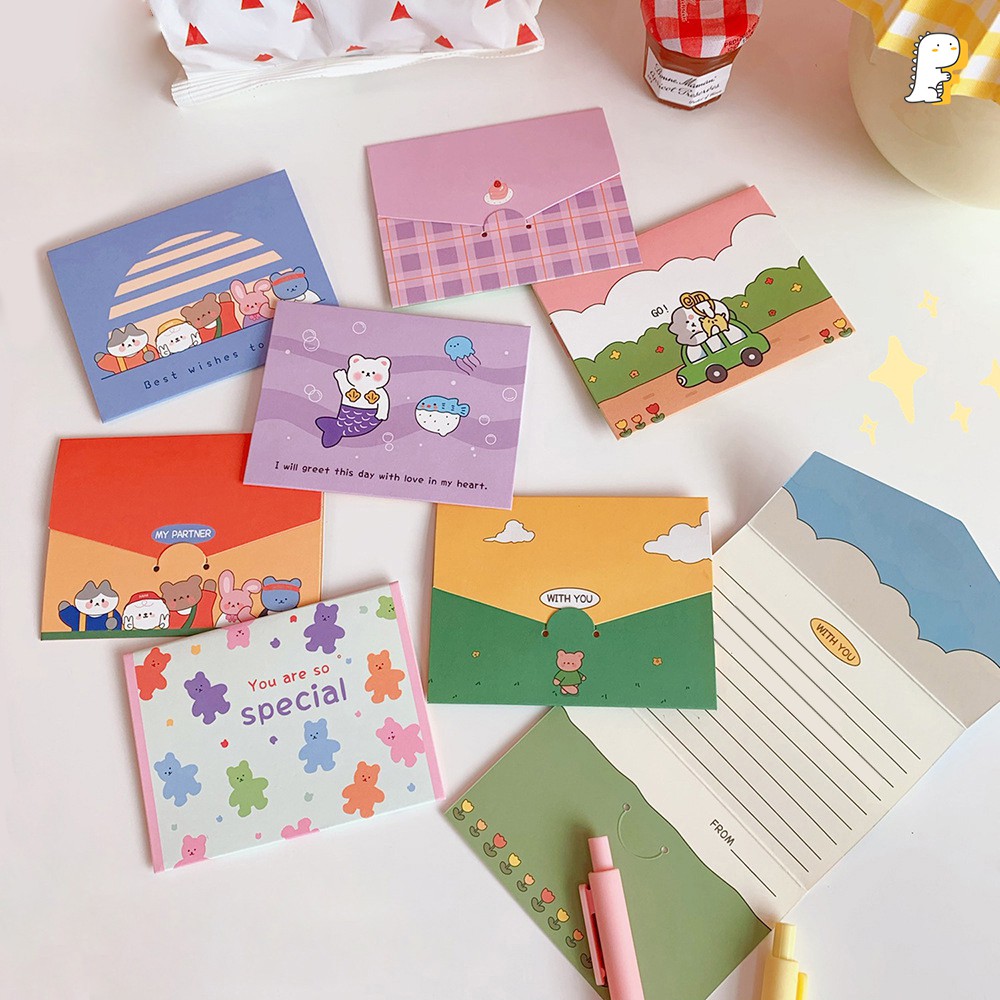 Set 2 thiệp chúc mừng giáng sinh, sinh nhật họa tiets đáng yêu lovely sending