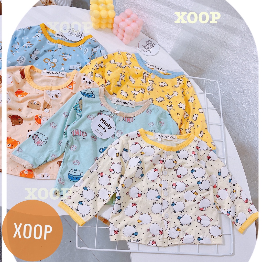 Bộ  dài sơ sinh cúc giữa  in họa tiết gấu,hươu cho bé ( size từ 7-16kg) BD2