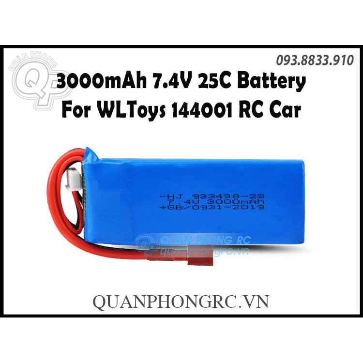 Pin 3000mAh 2S 25C 7.4V LiPo cho xe WL144001