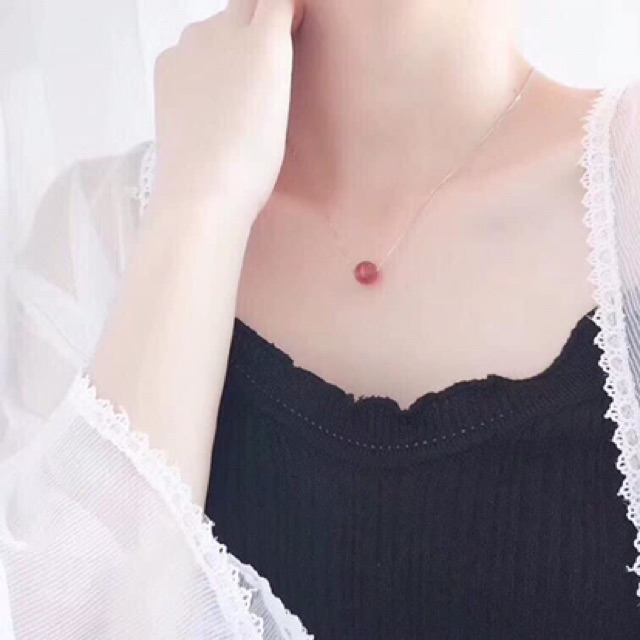Dây chuyền bạc  phối dâu hồng