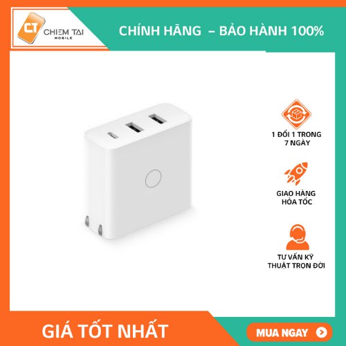 [Mã SKAMPUSHA7 giảm 8% đơn 250k]Cốc sạc nhanh đa năng 3 cổng 65W ZMI HA832 (hỗ trợ sạc laptop) kèm cáp