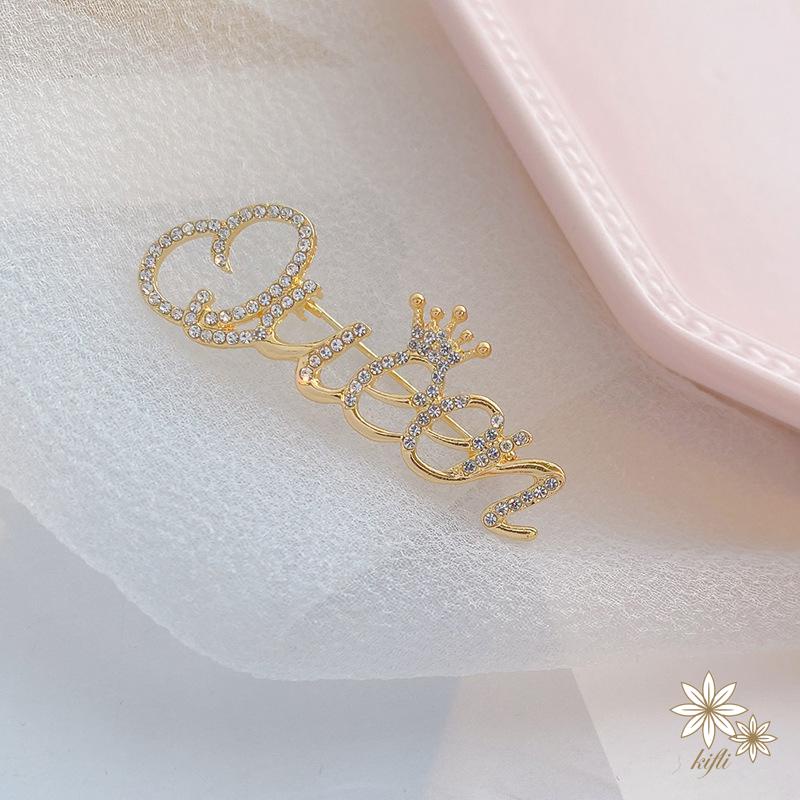 【kifli】Ghim Cài Áo Hình Vương Miện Và Chữ Queen Đính Đá Thời Trang Cho Nữ