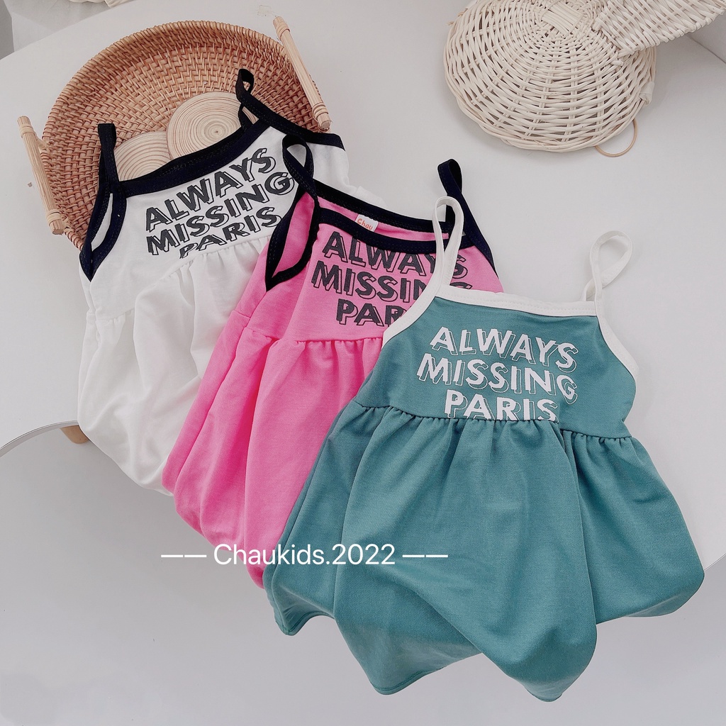 SALE VÁY HAI DÂY BÉ GÁI THUN LANH  MINKY MOM  MẶC MÁT MÙA HÈ SIZE 8-18KG