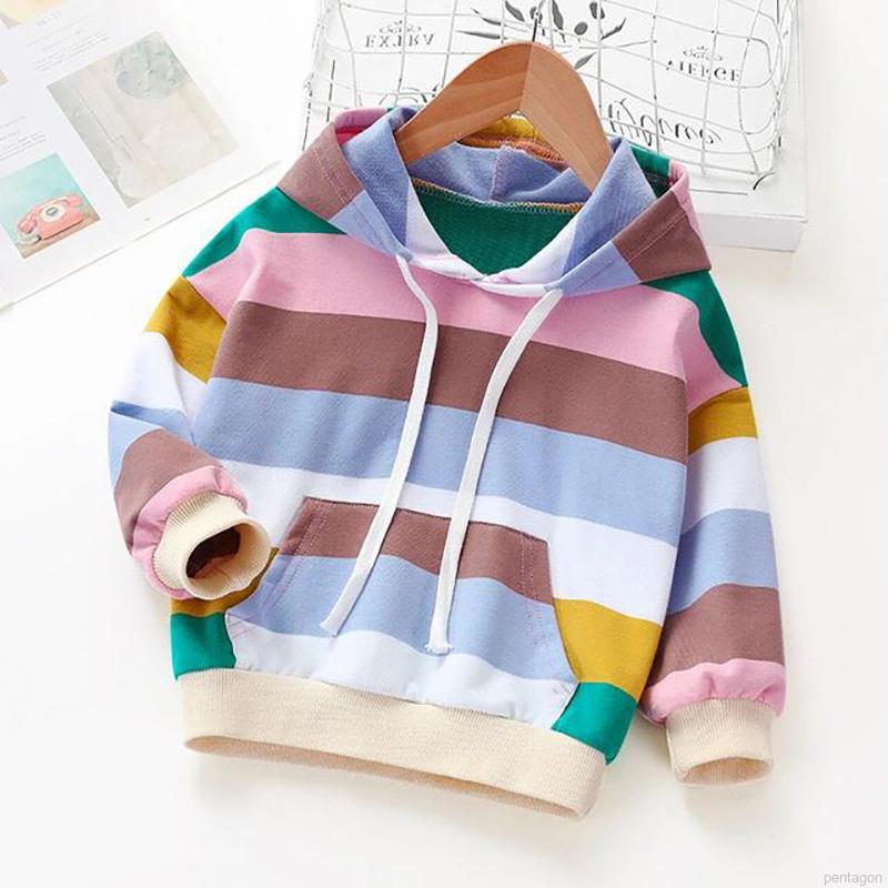 Áo Khoác Hoodie Sọc Cầu Vồng Cho Bé Gái