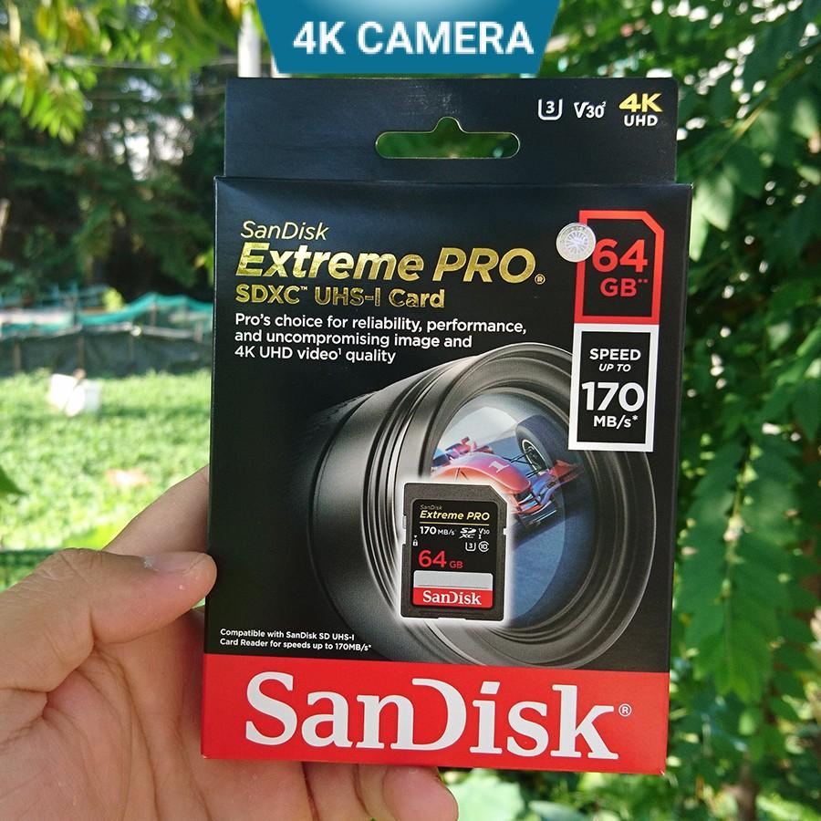 Thẻ nhớ SD Sandisk 16G 32G 64G Ultra Class 10 và Extreme Pro tốc độ cao 4K cho máy ảnh máy quay