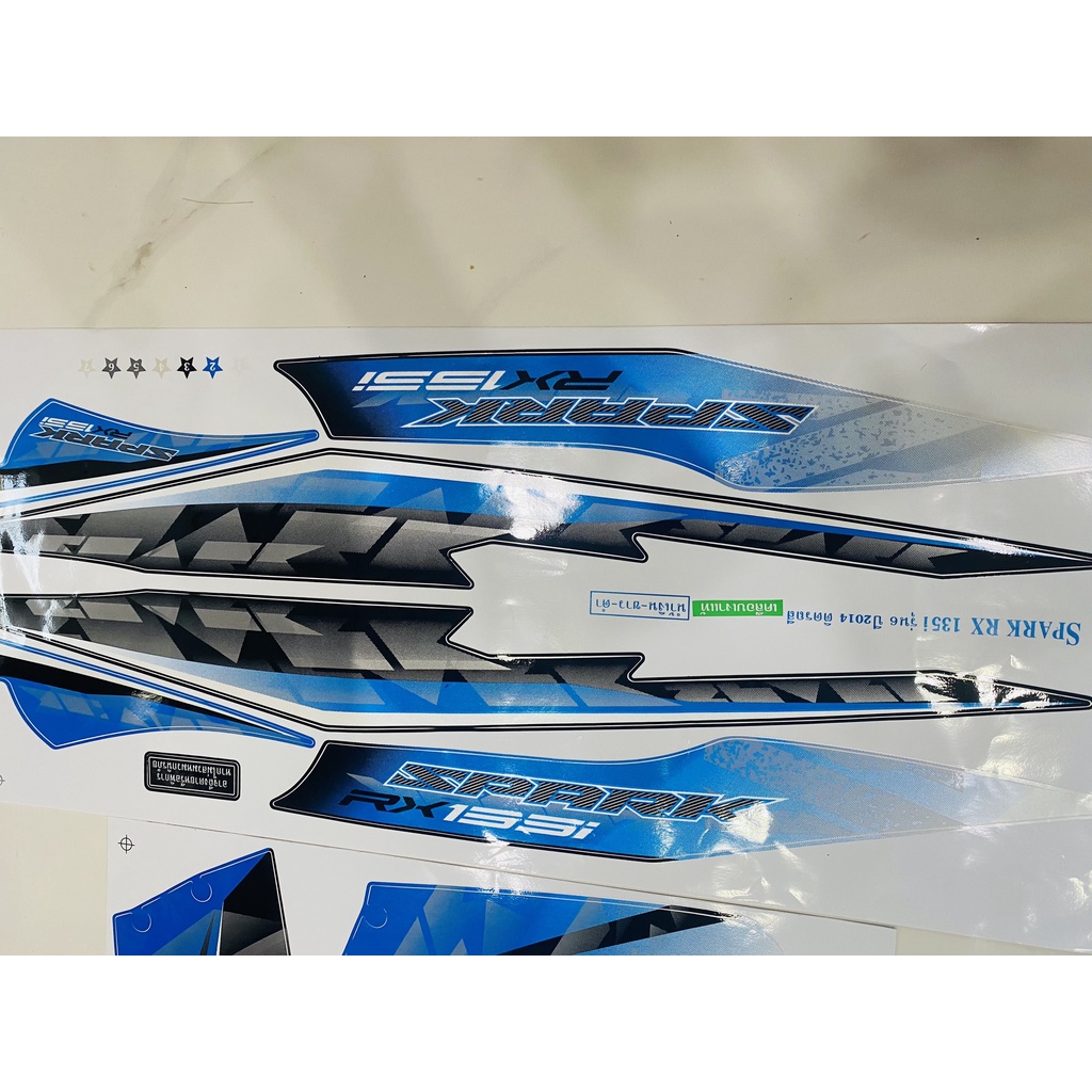 Nguyên bộ tem rời zin thái dán xe máy exciter Spark RX 135i màu xanh dương bao đẹp