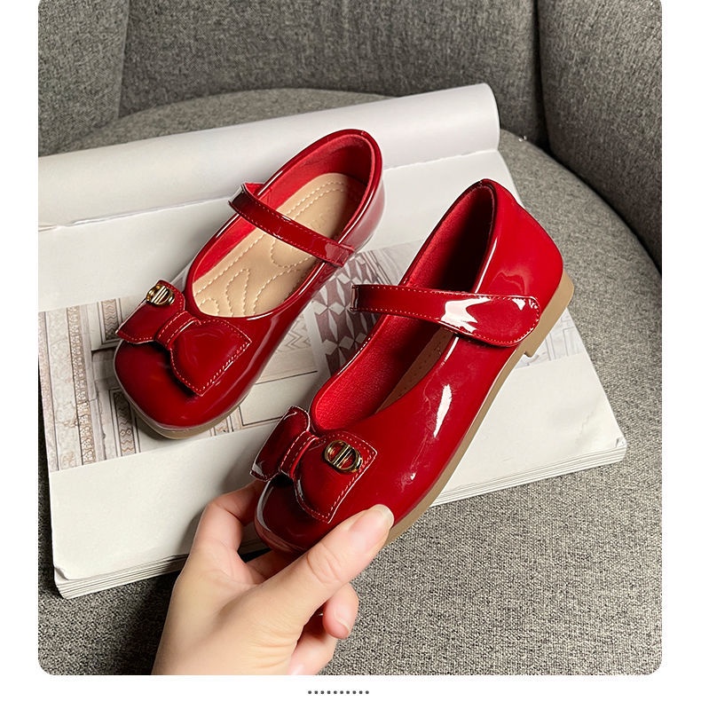 Giày Búp Bê Da Đế Mềm Đính Nơ Xinh Xắn Cho Bé Gái