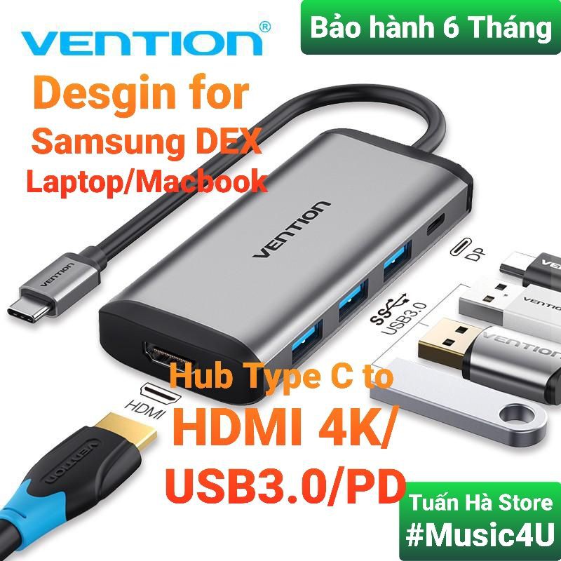 Bộ cáp chuyển đổi Hub 5 in 1 USB Type C to sang HDMI 4K USB3.0 PD Vention Ravpower Aukey cho Samsung dex Macbook Laptop | BigBuy360 - bigbuy360.vn