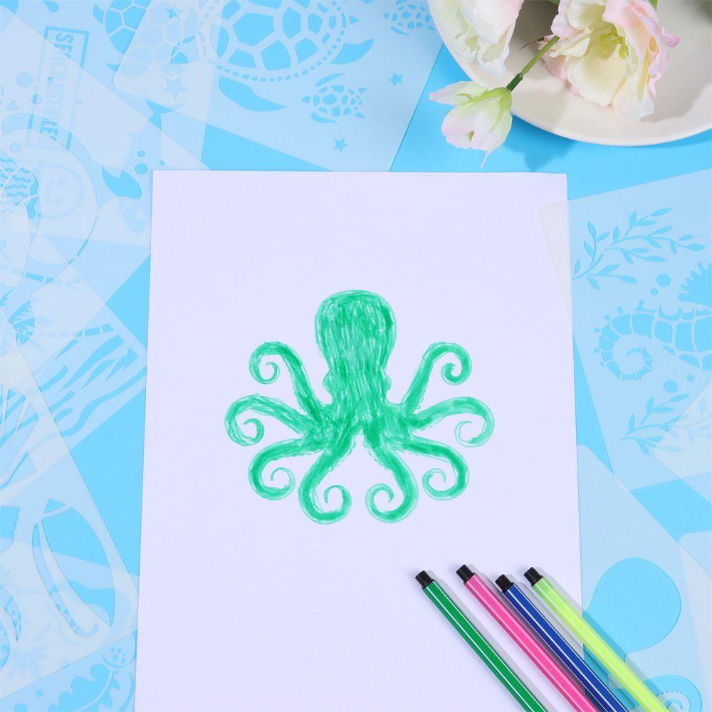 PISTA Khuôn Vẽ Trang Trí Tường Hình Sinh Vật Biển Bằng Gỗ