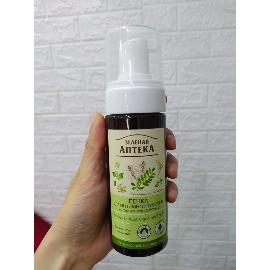 Dung Dịch Vệ Sinh Phụ Nữ Nga Apteka 150ml #Kẹo Trắng và Trà Xanh 150ML