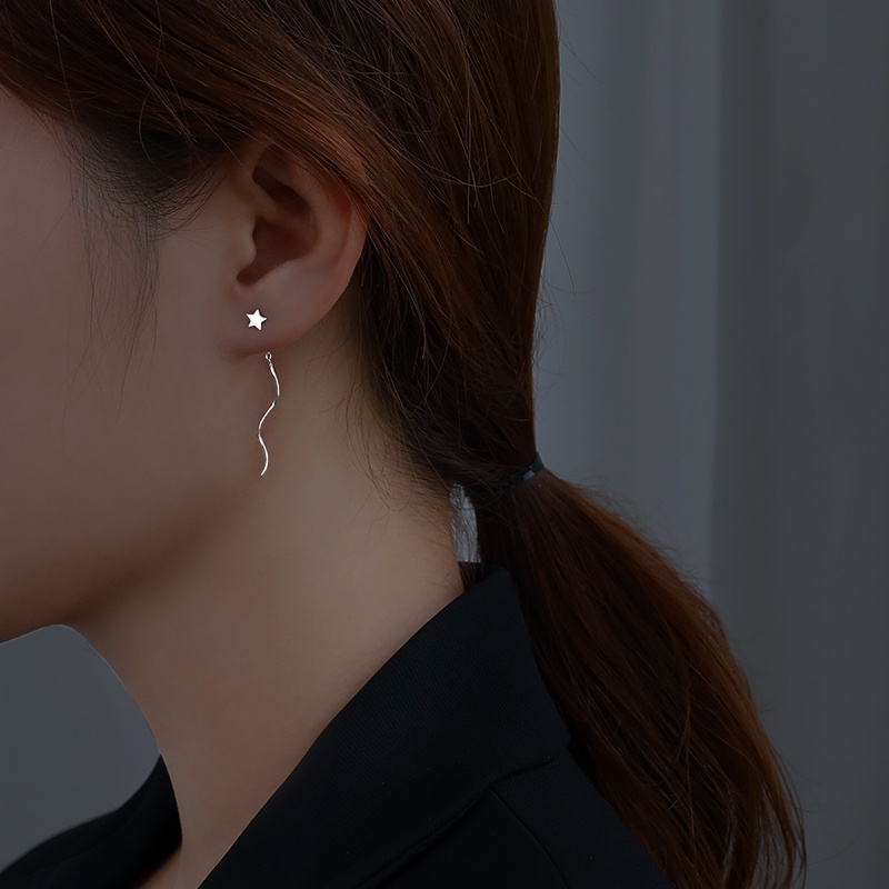 Asymmetrical Star and Moon Earrings Star and Moon Earrings Long Tassel Earrings Korean Style Women Simple Fashion Accessories