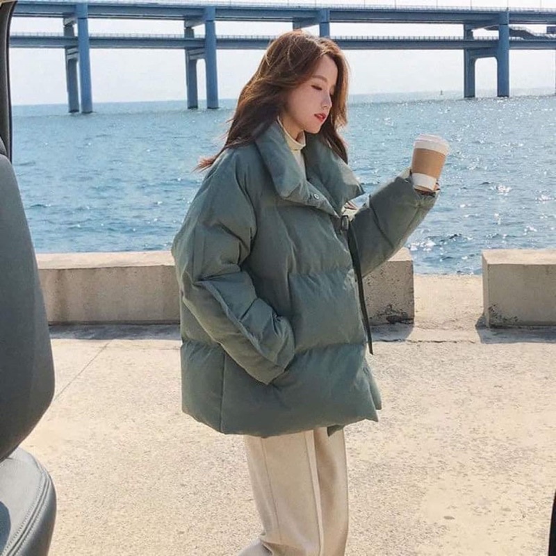 Áo phao béo cổ bẻ phong cách hàn quốc hàng quảng châu loại 1