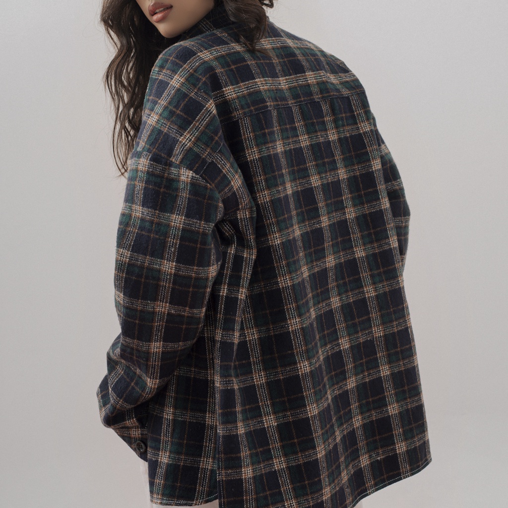 TATICHU - Tartan Shacket _ Áo nỉ bố caro form rộng