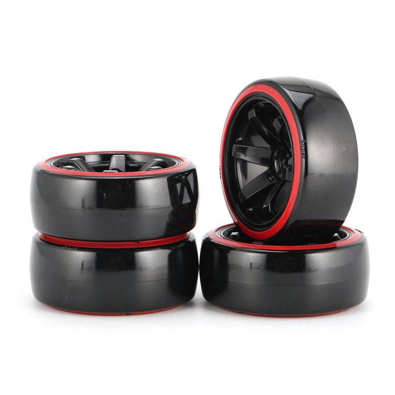 Set 4 bánh xe nhựa cứng vành 64mm cho mô hình ô tô tỉ lệ 1/10