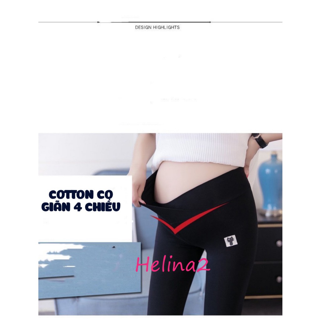 Quần bầu LỬNG CẠP CHÉO MÈO cotton co Dãn 4 chiều, có chun chỉnh bụng, size từ 40 -80kg QB9011