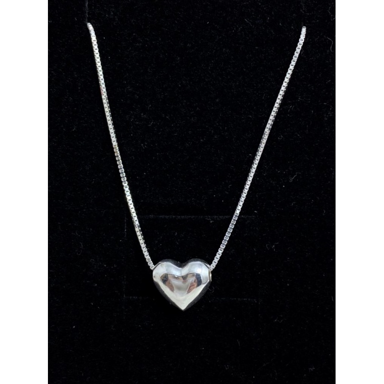 Dây chuyền bạc nữ mặt hình trái tim trơn Evasilver, Vòng cổ chất liệu bạc ta mẫu đơn giản nhẹ nhàng