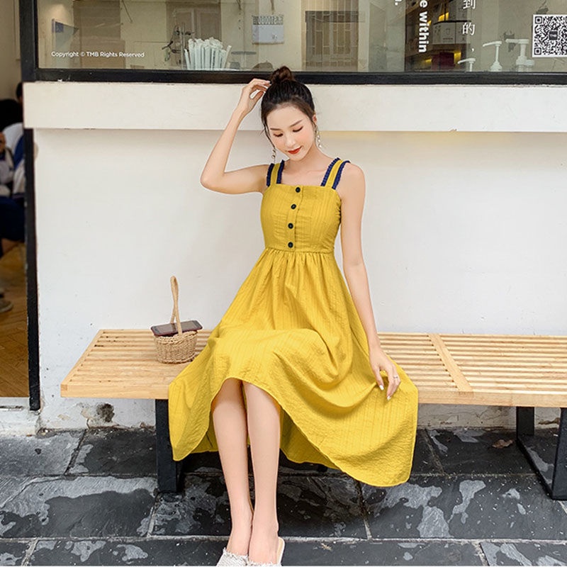 Đầm Nữ Ngắn Tay Cổ Tròn Lưng Thắt Dây Thời Trang