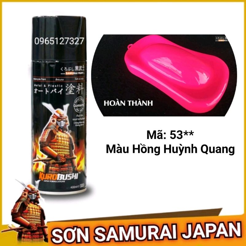 sơn xịt Samurai Japan màu hồng huỳnh quang. Mã 53**