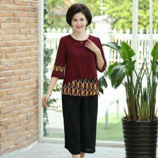 Bộ đồ nữ trung niên cao cấp chất voan lụa mềm mại QCNP982