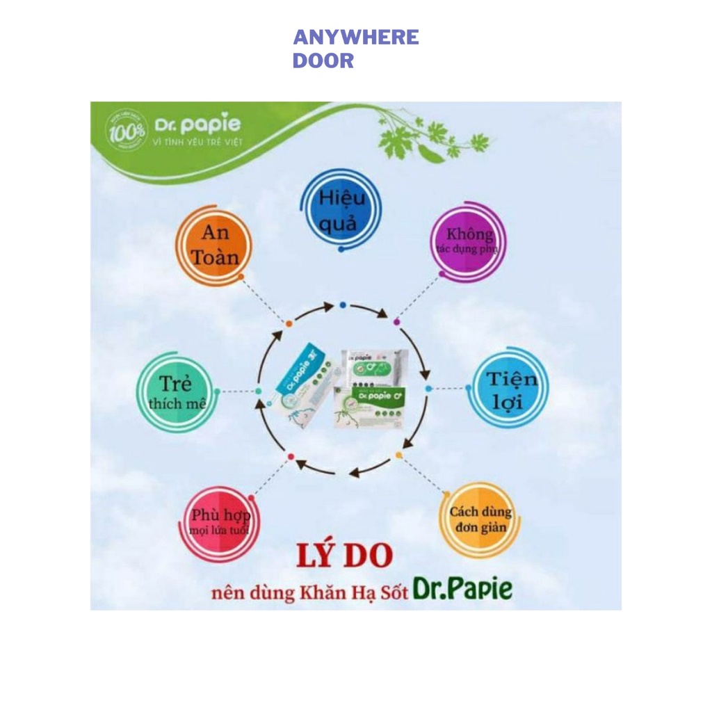 Khăn lau hạ sốt Dr Papie dành cho bé 0m+ và 3m+ hộp 25 tờ