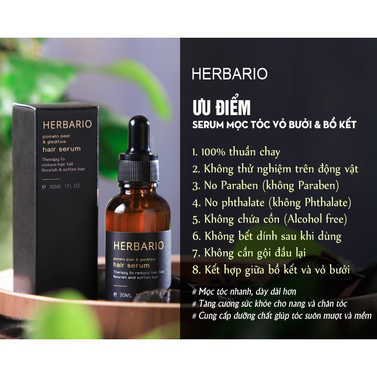 Serum mọc tóc Vỏ Bưởi và Bồ Kết Herbario 30ml