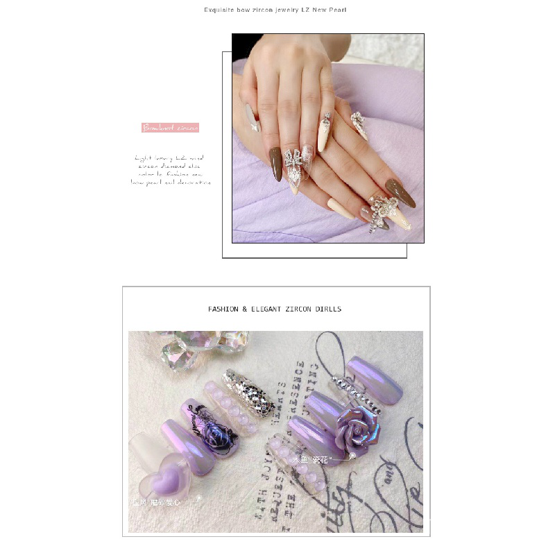 Phụ Kiện Kim Cương Giả Trang Trí Móng Tay Sang Trọng