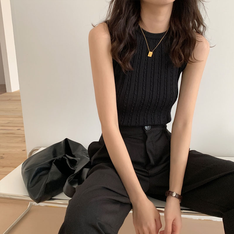 Áo ba lỗ SUXI dệt kim màu trơn thiết kế quyến rũ độc đáo cho nữ