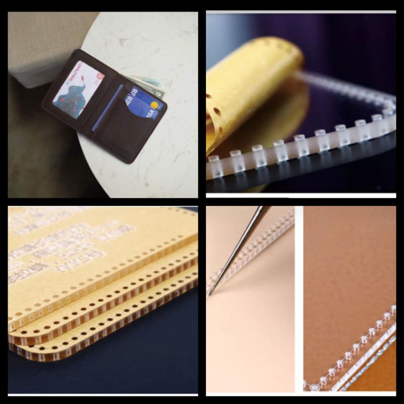 Mẫu rập làm ví đứng mini. chỉ sáp khâu da handmade.