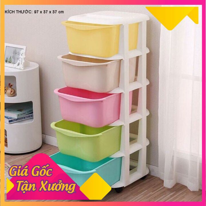 Tủ đa sắc, tủ nhựa 5 tầng, tủ nhựa có bánh xe nhựa Việt Nhật
