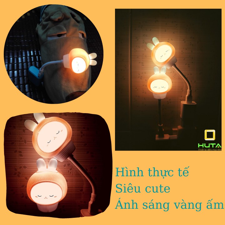 Đèn Ngủ Mini Cho Bé Huta Light For Life Hình Thú THO01 Chú Thỏ Cute, Đầu Cắm USB, Uốn Dẻo Tiện Lợi, Decor Phòng Ngủ