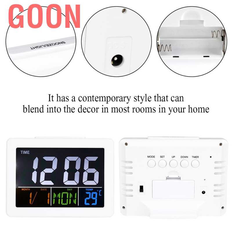 GOON Đồng Hồ Báo Thức Điện Tử Màn Hình Lcd Hiển Thị Thời Gian Và Nhiệt Độ