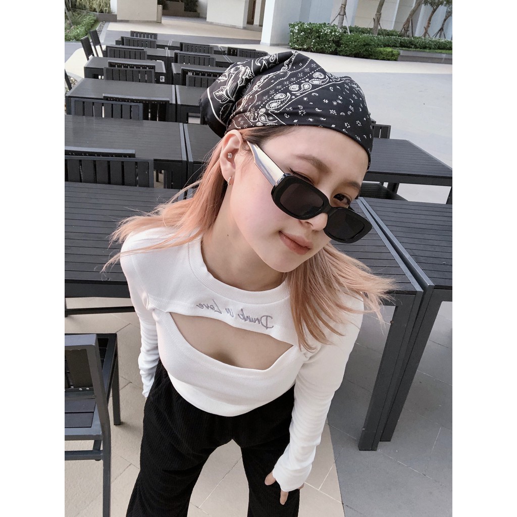 Áo trắng dài tay - Drunk in love white croptop