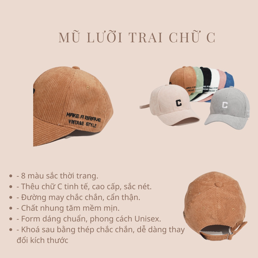 Mũ lưỡi trai, nón kết đội đầu thêu chữ cao cấp phụ kiện thời trang Unisex Tom House