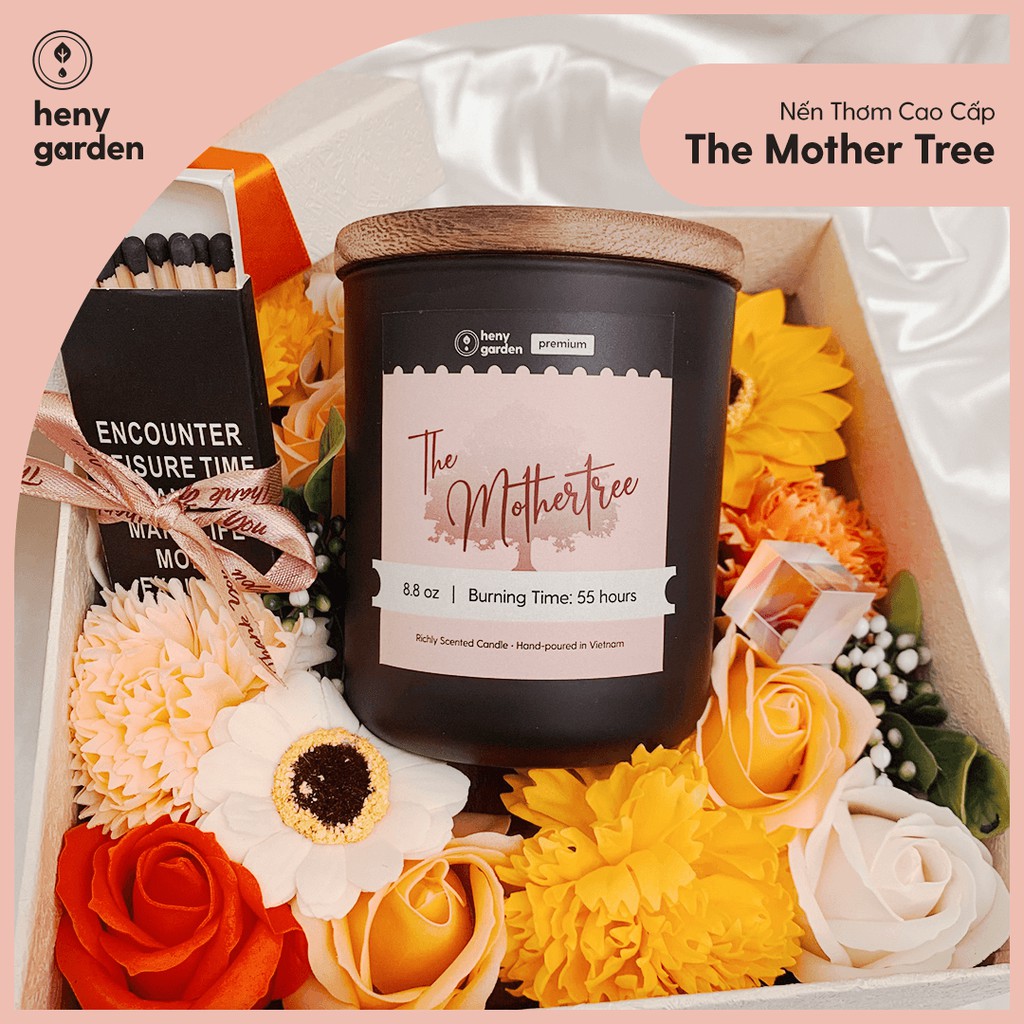 Nến Thơm Cao Cấp The Mother Tree (Kèm Video) Heny Garden – Tone Gỗ Trầm Ấm - Tặng Tinh Dầu Mẫu Thử