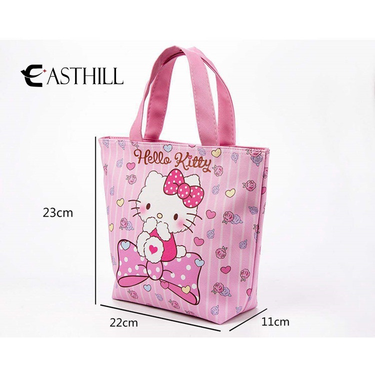 Túi Da PU Đựng Hộp Cơm Trưa Di Động Họa Tiết Hoạt Hình Kuromi My Melody Cinnamoroll Dễ Thương