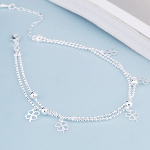 Lắc chân nữ bạc cỏ 4 lá xinh xắn dễ thương phụ kiện trang sức thời trang hàn quốc - MLR | BigBuy360 - bigbuy360.vn