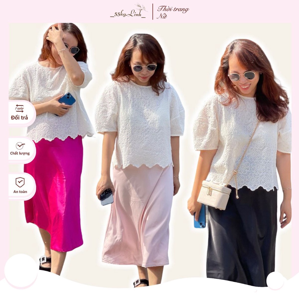 (HÀNG SẴN - HÌNH THẬT) Chân váy Satin - Chân váy Midi dáng dài - Nhiều màu lựa chọn