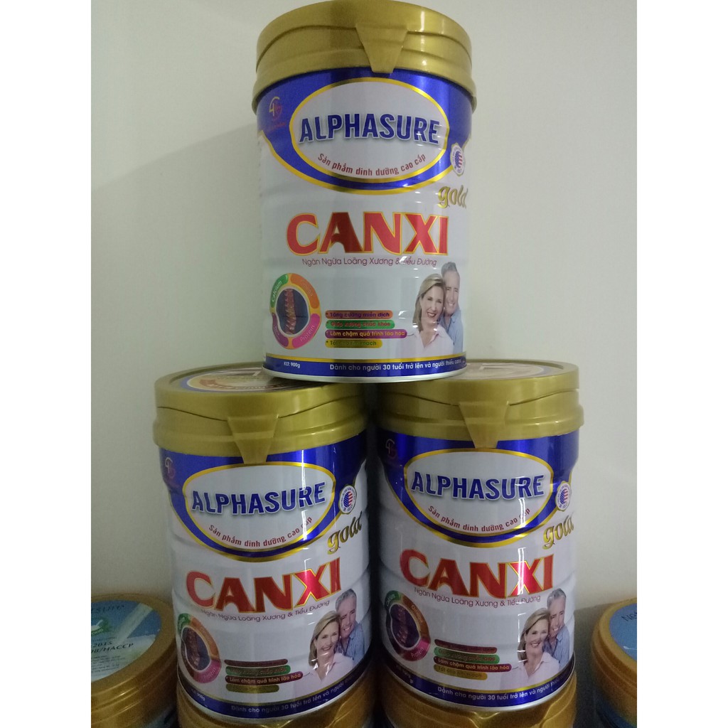 Sữa Alphasure Canxi lon 900g date 2024 - Bổ sung canxi giúp xương chắc khỏe cho người trung niên và cao tuổi